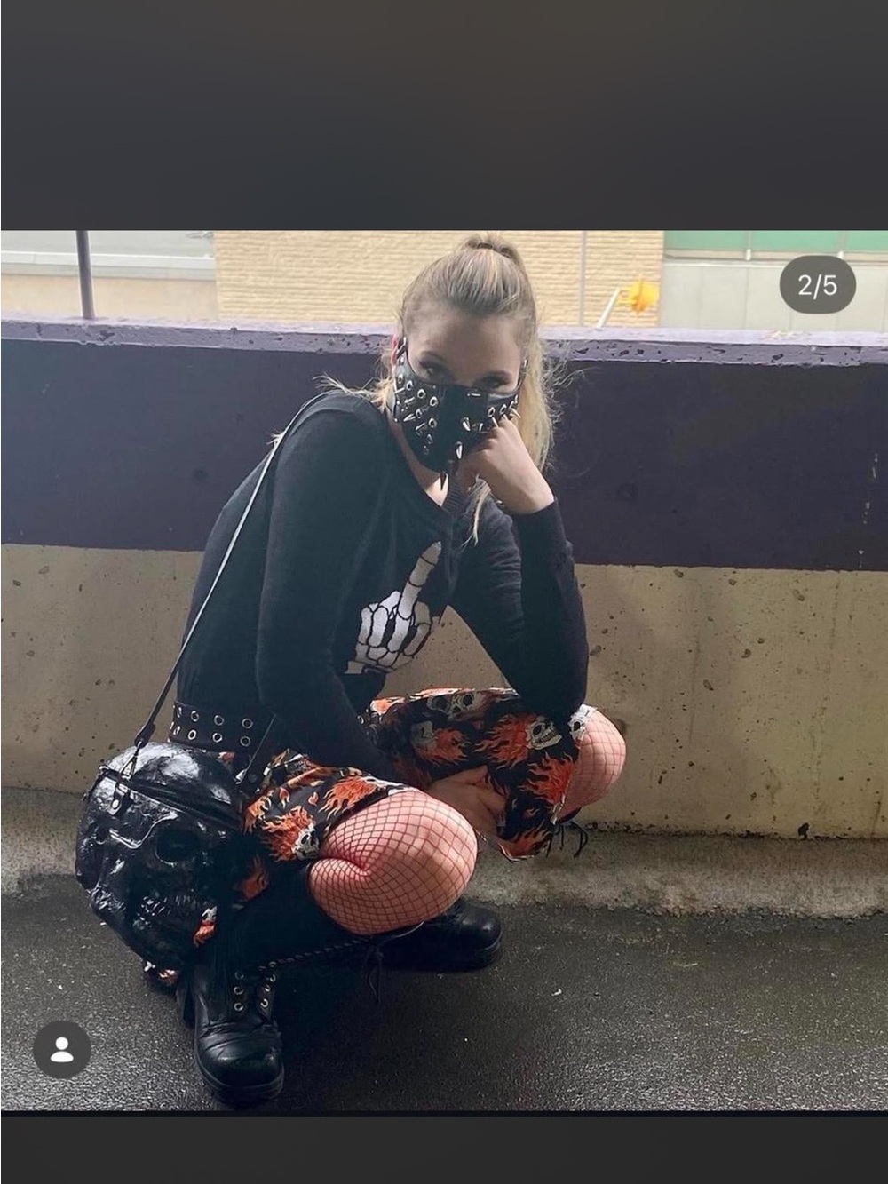 Dolls Kill Black Studded Spike Face Mask